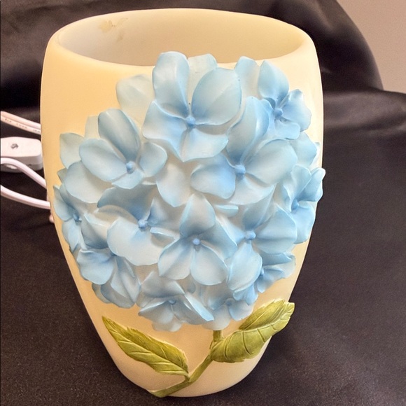 Flowers of Light Other - Flowers of Light Hand Painted Bonded Marble Electric Blue Hydrangea Night Lamp